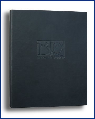 composite nukbuk a leather alternative, debosed folder in black