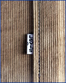 levi material bound binder and folder, cord trouser fabric
