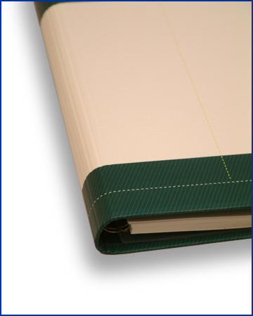 hidden wire binder shown closed with hardback cover