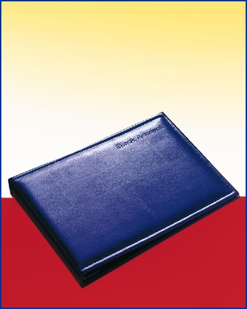 recycled and recyclable leather, black embossed folder and binder