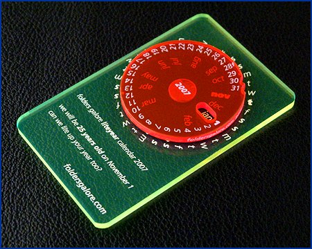 all acrylic/persex edglit business card sized patent liteyear calendars