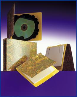 litho on light fluted card slipcase, cd holder and flipchart