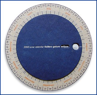 lunar calendar made in reclable card, align the holes to make an event, conference, pit pass or invitation calender