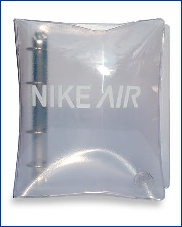 air filled ring binder or folder, complete witha self sealing inflation point