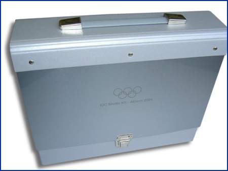 olympic box folder, in metal and paper over board