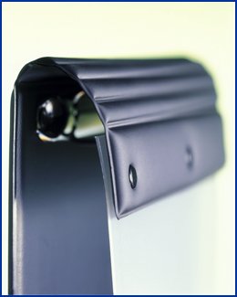 roll binder in smooth vinyl, soft and warm to the touch (here in a curved binder) with a semi transparent frosted cover made from polypropylene.