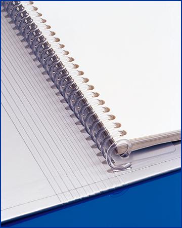 hidden wirebinding, plastic or metal binding hidden from view behind cover