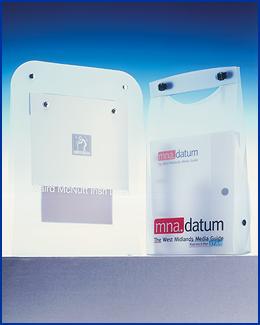 carrier wallets in frosted, all have handles.